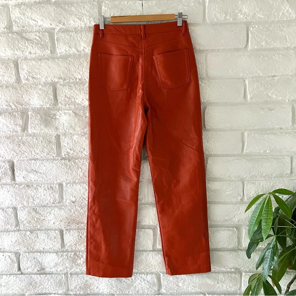Aritzia Wilfred Melina Pants Orange Vegan Leather Size 6